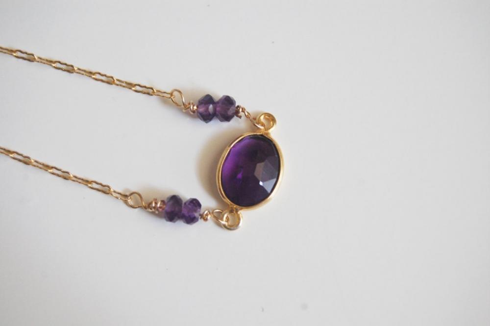 Dark Purple Amethyst bezel setting necklace
