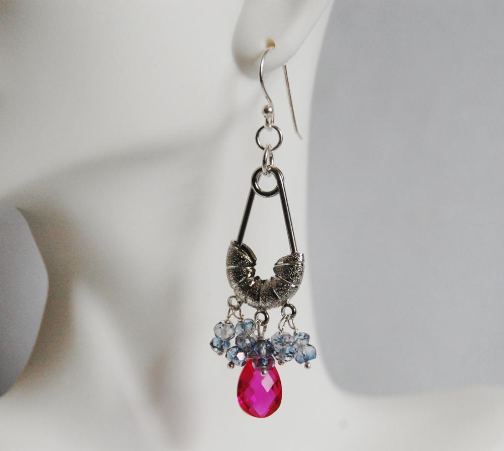 Hot Pink Quartz and Iolite Chandelier