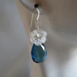 London blue quartz and moonstone dangle earrings