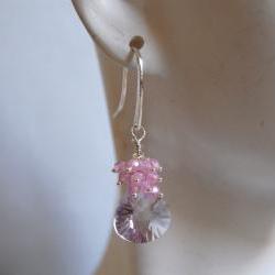 AAA Pink Amethyst and rose quartz earrings