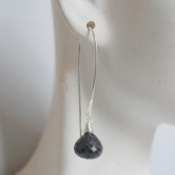 Blue Sapphire Long Drop Earrings