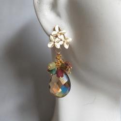 Labradorite and multi tourmaline cluster earrings