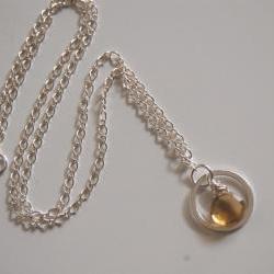 Bear Quartz Necklace with Sterling silver chain