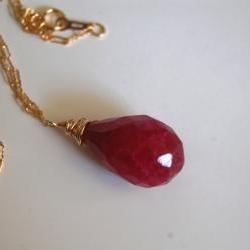 Ruby necklace with gold filled chain