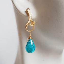 Swiss Blue Quartz dangle Earrings