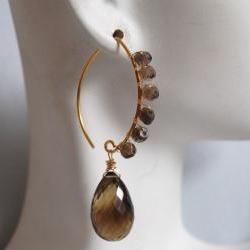 Beautiful bi-color Smoky quartz and vermeil earrings
