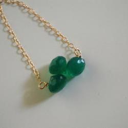 Emerald green quartz onion briolette necklace