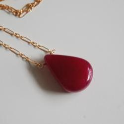 Smooth Ruby necklace with gold filled chain