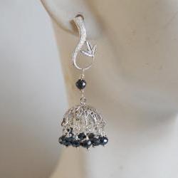 Blue Black Spinel small Chandelier earrings