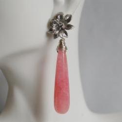 Candy Jade Milky Pink Smooth Long Drop Earrings